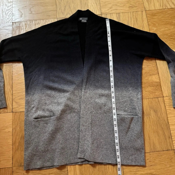 Vince XS Wool Cashmere Dip Dye Cardigan Ombre Black Blue Gray with Pockets - Picture 7 of 8